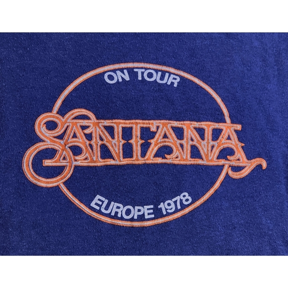 Vintage 1970s Carlos Santana graphic 1978 European tour concert band tee size M - Picture 4 of 8